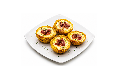 Canastas con Queso Fundido y Tocino